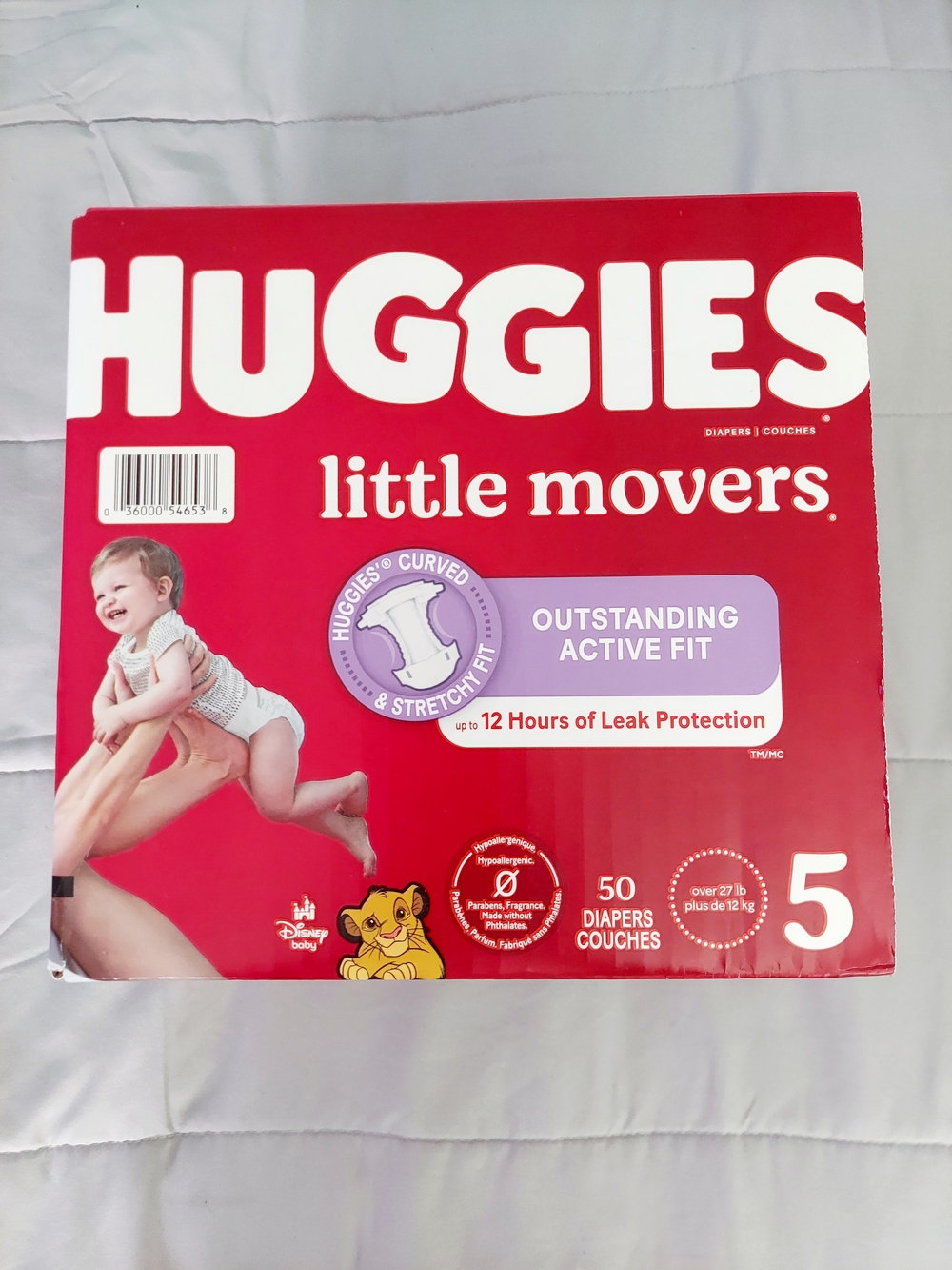 Huggies Little Movers Size 5 Diapers 50 Pack NWT Travel Preppy Gender Neutral